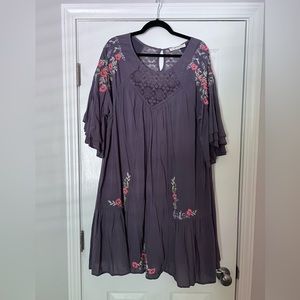 Arula purple dress with floral stitching. Size C (22-24)